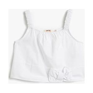 Koton Meisjes Crop Strappy Strippy Strik Detail Cotton Blouse, Wit (000), 4-5 Jaar