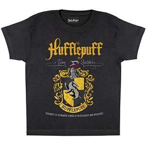 Harry Potter Hufflepuff Crest T-shirt, Meisjes, 110-170, Schwarz, Officiële Koopwaar