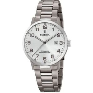 Festina Unisex volwassenen analoog kwarts horloge met titanium armband F20435/1, zilver, armband