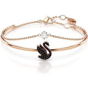Swarovski Swan armband, Swan, Zwart, Roségoudkleurige toplaag