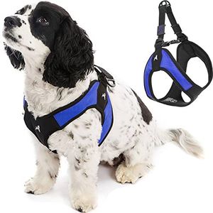 Gooby Escape Free Easy Fit Harnas - Blauw, Large - Geen Pull Step-In Gepatenteerd Kleine Hondentuig met Snelsluiting - Perfect On the Go Geen Pull Harness voor Kleine Honden of Medium Hondentuig