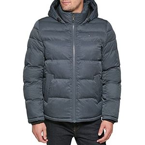 Tommy Hilfiger Klassieke donsjack met capuchon voor heren (standaard en groot en lang) alternatieve buitenkledingjas, Hei marine, 4XL tall