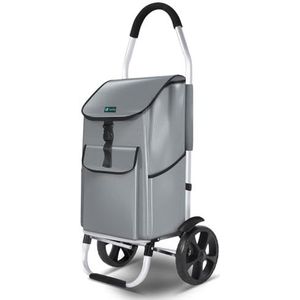 VOUNOT Boodschappentrolley met 2 wielen van aluminium met waterdicht vak, boodschappentrolley, opvouwbaar, 2-in-1, trolleytas, grijs, 45 l