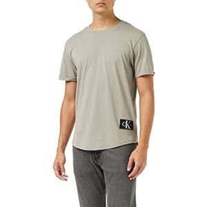 Calvin Klein Heren Badge Turn Up Sleeve T-shirt, Beige, XS