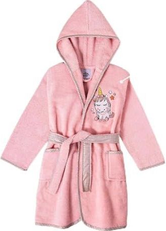 Interbaby - Badjas - Unisex - Katoenen Badstof - Met Kap - Gekruist Met Riem - Twee Zijzakken