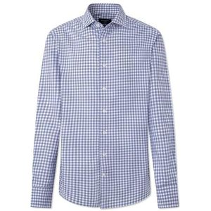 Hackett London Katoenen Tencel geruit overhemd voor heren, Blauw (zwart/wit), 3XL