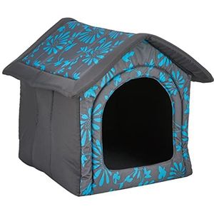 Hobbydog Hondenhuis, Maat 3, Blauw met Bloem