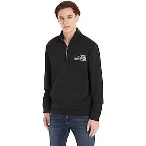 Tommy Jeans TJM Reg Entry Graphic Sweatshirt met halve rits voor heren, Zwart, L