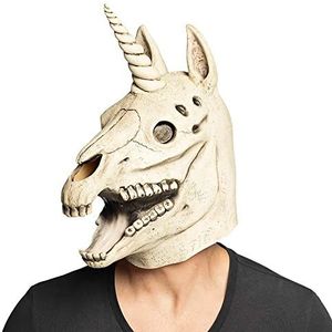 Boland 97584 Hoofdmasker met eenhoorn-schedel, masker van latex, unicorn, horrormasker, doodskop, accessoire, Halloween, carnaval, themafeest