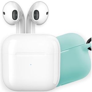 apm Draadloze bluetooth-hoofdtelefoon, oplaadbox, draadloze hoofdtelefoon, stereogeluid, bluetooth-hoofdtelefoon, turquoise siliconen hoes, bluetooth-hoofdtelefoon, compatibel met pc, smartphone,