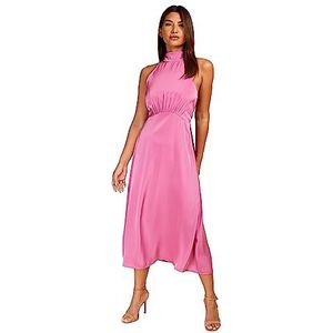 Little Mistress Roze satijnen Midaxi jurk voor speciale gelegenheden voor dames, roze, 44