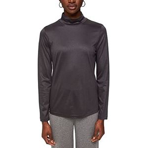 ESPRIT Met Tencel™: Basic Longsleeve met opstaande kraag, antraciet, XS