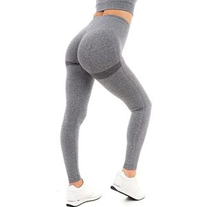 M17 Womens Dames Leggings Sport Atletiek Yoga Solid Marl met Bum Lift Compressie Hoge Taille Broek, Houtskool Grijs, XL