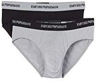 Emporio Armani Heren Slip (Pack van 2), Zwart/Grijs, M
