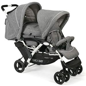 CHIC 4 BABY 275 60 broers en zussen wagen Duo, incl. draagtas en regenhoes, Melange grijs-wit