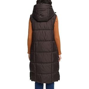 ESPRIT Gerecycled: lang gewatteerd vest, zwart, XL