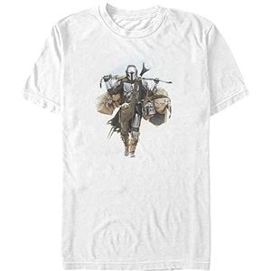 Star Wars Uniseks Walking Mando Organic T-shirt met korte mouwen, wit, XXL