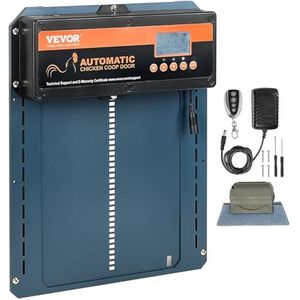 VEVOR Automatische poort voor kippenhok, 210 x 260 mm, met timer, lichtsensor, aluminium deur, afstandsbediening, lcd-display, 4 openingsmodi, batterij- of gelijkstroomvoeding