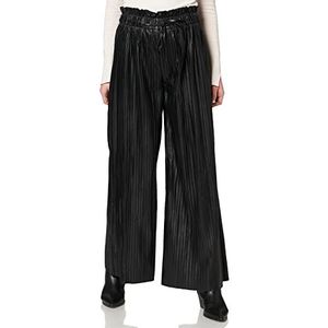 IPEKYOL Dames Elastische Taille Leather Plooibroek Broeken, zwart, 34