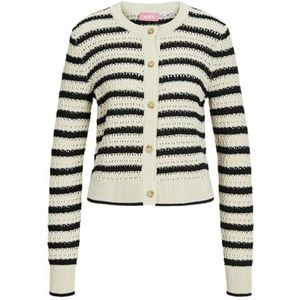 JACK & JONES Jxaddy gebreide cardigan voor dames, Bone White/Stripes:/Black, S