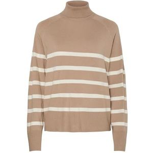 PIECES - Pcsia Ls Rollneck Knit Noos Bc - Gebreide Trui - Silver Mink/Stripes