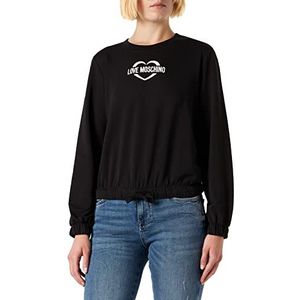 Love Moschino Dames Long-Sleeved Regular Fit Sweatshirt, Zwart, 40, zwart, 40