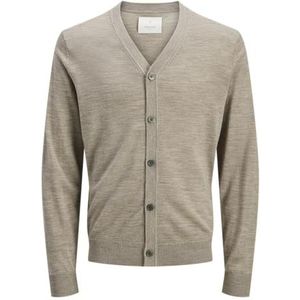 JACK & JONES Heren Jprccmerino Knit V-hals Cardigan, grijsbeige, L