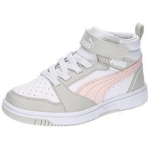 PUMA Rebound V6 Mid Ac+ Ps Sneakers voor kinderen, uniseks, Puma Wit Frosty Pink Sedate Gray, 32 EU