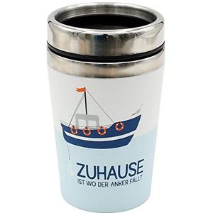 Dekohelden24 Thermobeker/beker to go, motief: Thuis is waar het anker valt, afmetingen H/Ø: 13,5 x 8,4 cm, inhoud: 240 ml.