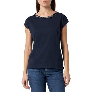 Springfield Lurex T-shirt met gevlochten kraag, marineblauw, S