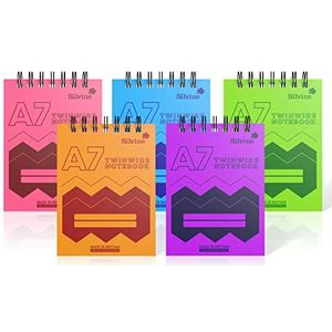 Silvine 160 pagina A7 draadgebonden notebooks met duurzame veegschone hoezen [assorti pak van 20], POLYA7AC