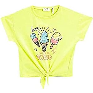 Koton T-shirt met korte mouwen voor meisjes, Ice Cream bedrukt, geel (151), 5-6 Jaar