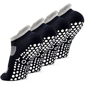 Busy Socks Yoga Socks Arch Support with Grips for Women,Cushioned Ankle Sport Non-skid Slipper Socks for Walking Running Jogging,2 Pairs,Black