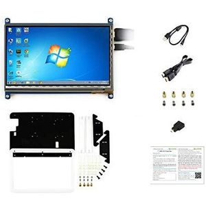 Waveshare for Raspberry Pi 7 inch Capacitive Touchscreen IPS Display 1024 * 600 HDMI LCD C Touch Screen with Bicolor Case for Raspberry Pi 4 3B+/3/2 B/B+/ Banana Pi/Banana Pro/BB Black