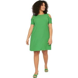 Trendyol Dames Mini A-lijn Regular Plus Size Jurk, Groen, 5XL, Groen, 5XL