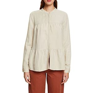 ESPRIT Blouse van linnenmix, taupe (light taupe), XS