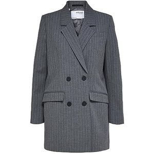 Selected Femme Vrouwelijke blazer met één rij, oversized, Medium grijs (grey melange), 38
