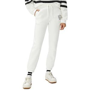 Koton Dames Pocket Detail Geborduurde Trekkoord Jogger Joggingbroek, 010 (Ecru), XS