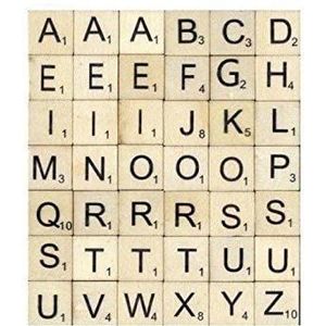 Artemio Set van 42 Alfabet Scrabble Hout, Beige, 12,5 x 18,5 x 1 cm