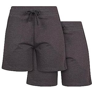 Build Your Brand By066a-dames badstof shorts 2-pack, houtskool, XS, houtskool, XS