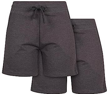 Build Your Brand By066a-dames badstof shorts 2-pack, houtskool, XS, houtskool, XS