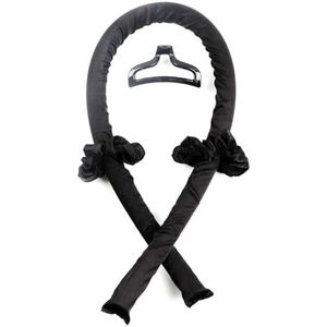 COSMETIC CLUB, SC29536, XXL zwarte hitteloze satijnen krultang, creëert volumineuze en natuurlijke golven, beschermt je haar, inclusief 1 krultang, 1 clip, 2 scrunchies, praktisch en warmteloos