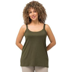 Ulla Popken, Dames, grote maten, spaghetti-top, Bos groen, 54/56 NL