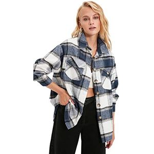 TRENDYOL Oversized basic hemdblousekraag voor dames, Zeer kleurvol, 34