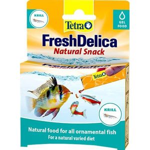 Tetra FreshDelica Krill - natuurlijke snack met lichtgarnalen voor siervissen, lekkernijen in gelei, 16 x 3 g zak