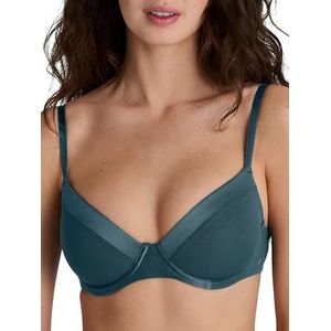 Calida Cate T-shirt-beha voor dames, verstelbare bandjes, met satijnen afwerking, Deep Dive Petrol, 75C