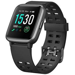 Celly Smartwatch Pro, smartwatch met bewaking van fysieke activiteit en calorieën, slaapmonitoring, hartslagmeter, waterdicht IP67 en meldingen, Android en iOS, zwart