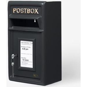 Gietijzeren brievenbus voor wandmontage, duurzame, afsluitbare zwarte brievenbus voor brieven, tijdschriften en pakketten, weerbestendige brievenbus voor buiten