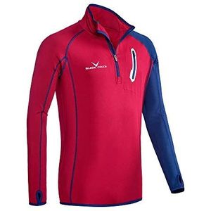 Black Crevice Heren Microfleece Rits Shirt Tweede Laag Trui, Bloed Rood/Staal Blauw, L