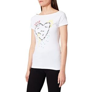Love Moschino Bardot Neckline_Weather Heart and Logo voor dames. T-shirt.
